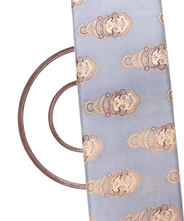 Light Grey Colour Manipuri Print Pure Natural Crepe Fabric